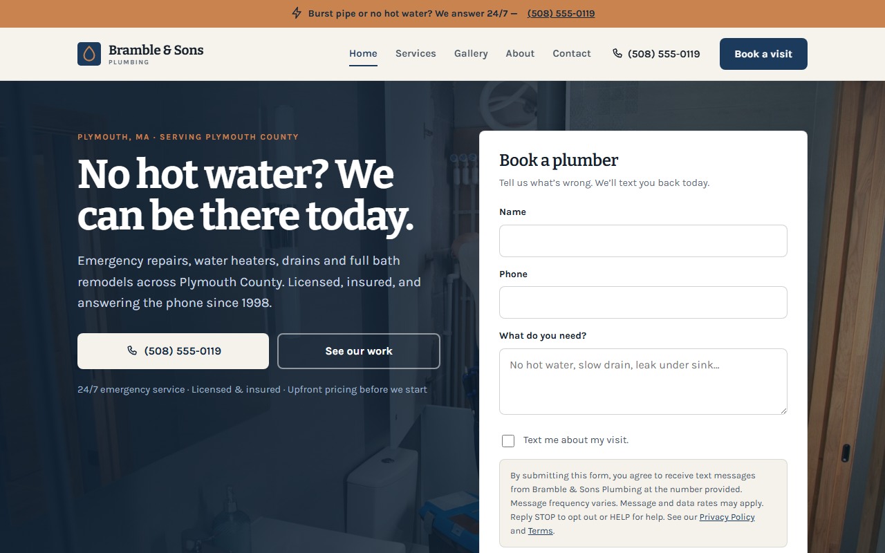The Bramble and Sons Plumbing demo site